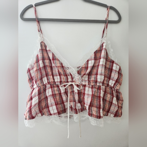 American Eagle Plaid Cropped Cami - Picture 5 of 9